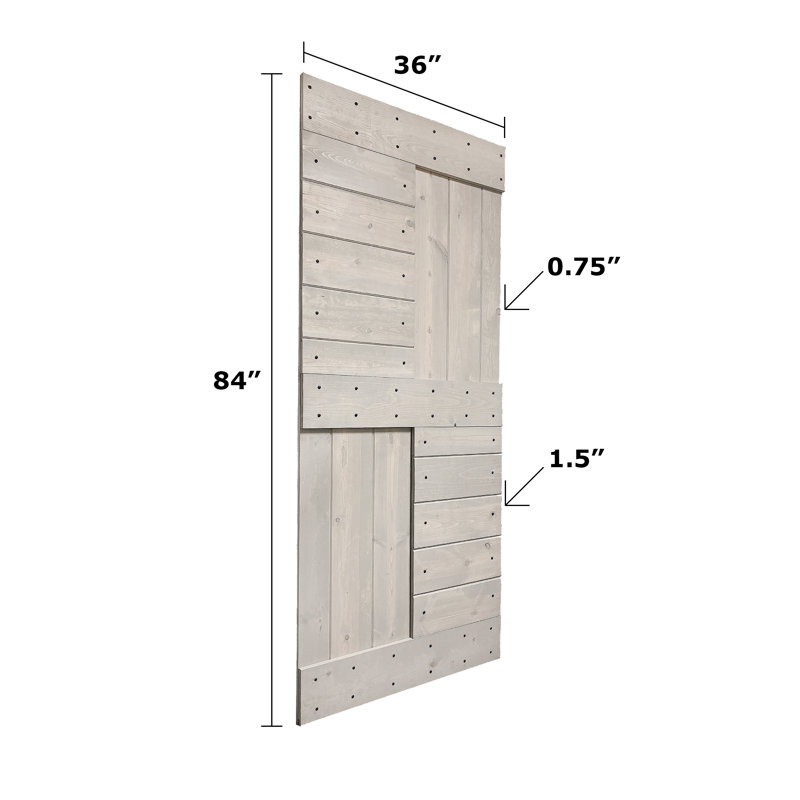 Coast Sequoia 72" x 84" Light Gray Knotty Pine Wood Double Sliding Barn Door with Hardware Kit