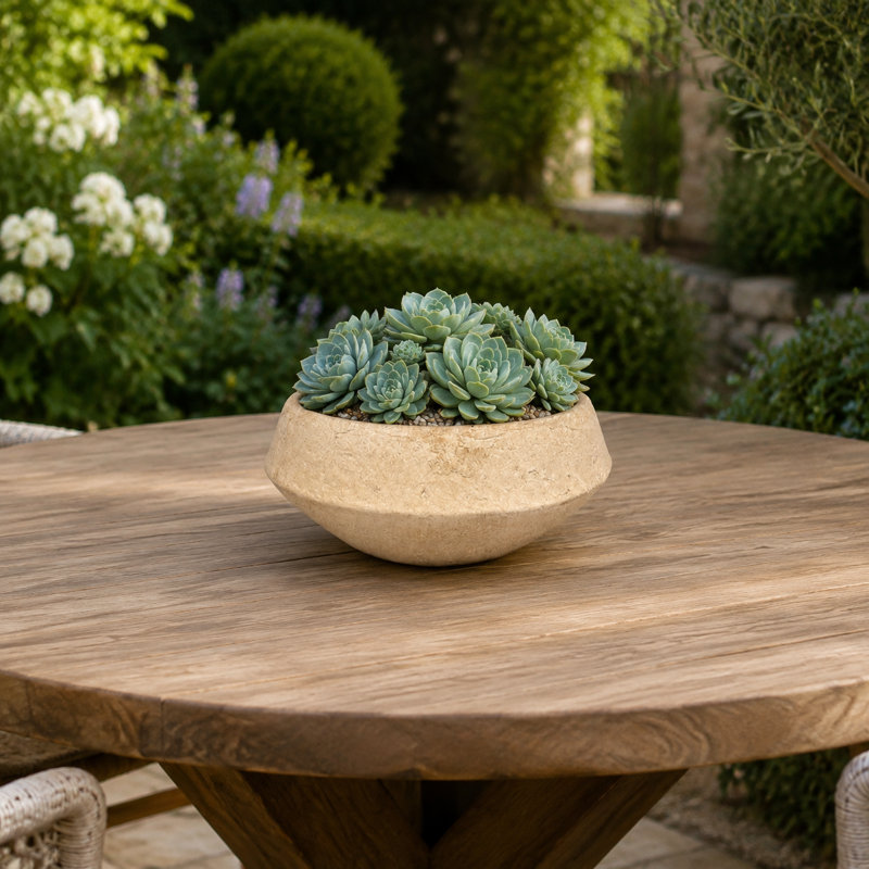 Pot à fleurs en ciment Henrietta, Beige