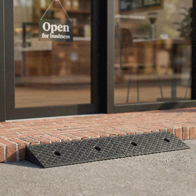 Set of 2 Rubber Curb Ramps, 3" Rise Height Heavy Duty Threshold Ramp Driveway Ramp For Car Wheelchair