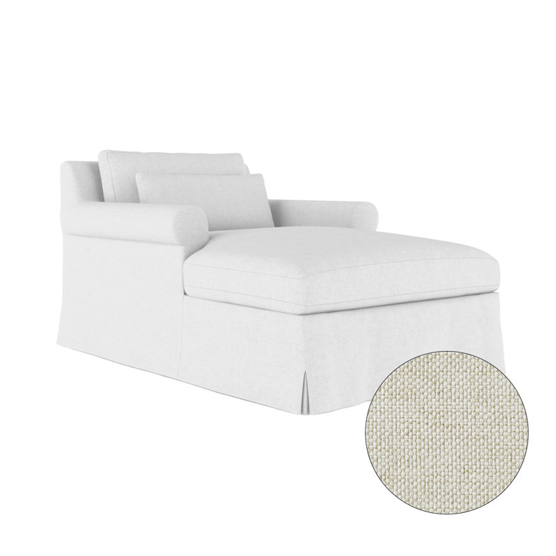 Ludlow Chaise Lounge, Plush Velvet Silver Streak, Weathered