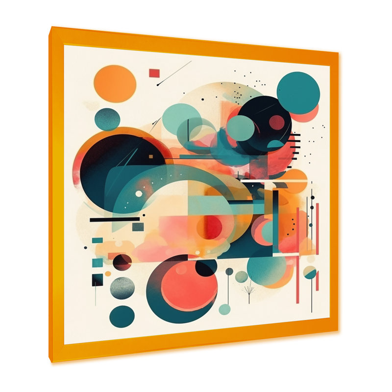 Orange et bleu, espace contemplatif VI - art mural minimaliste, salon, H 36 po x l 36 po x P 1,5 po, Encadrement doré