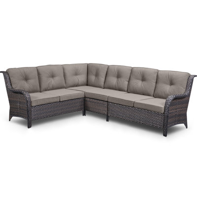 Deb 100.2" Wide Outdoor L-Shaped Patio Set With Cushions