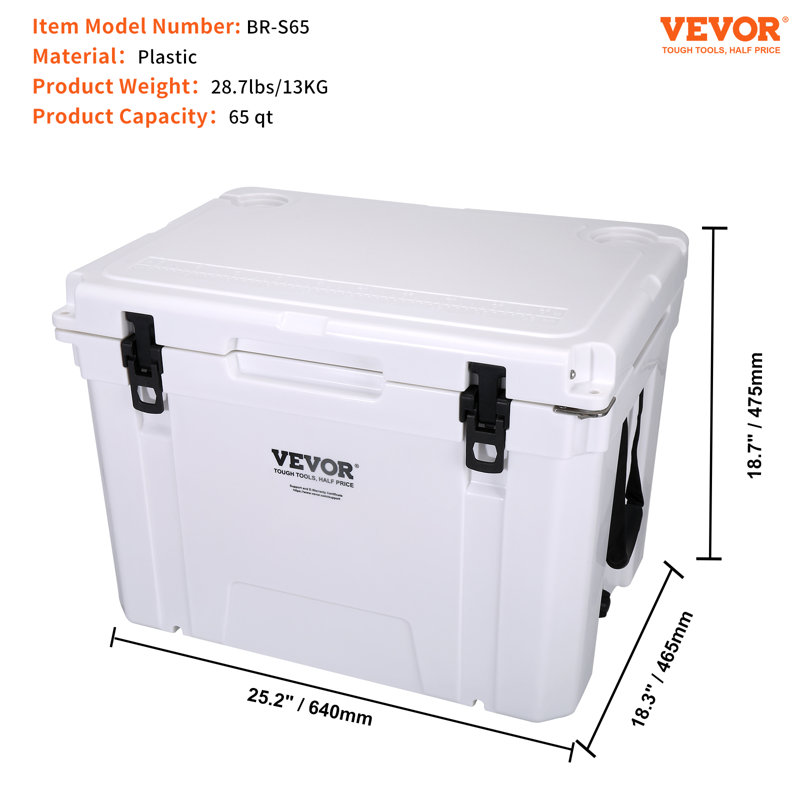 VEVOR 65 Quarts Ice Chest in White
