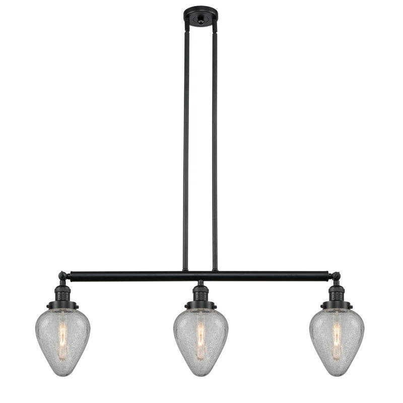 Luminaire suspendu pour îlot de cuisine 3 lumières Shauna, Noir mat