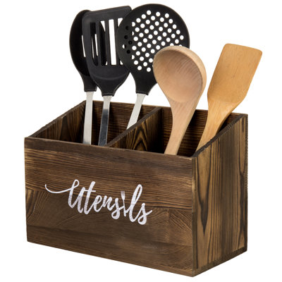 2 Compartments Kitchen Utensil Holder Caddy