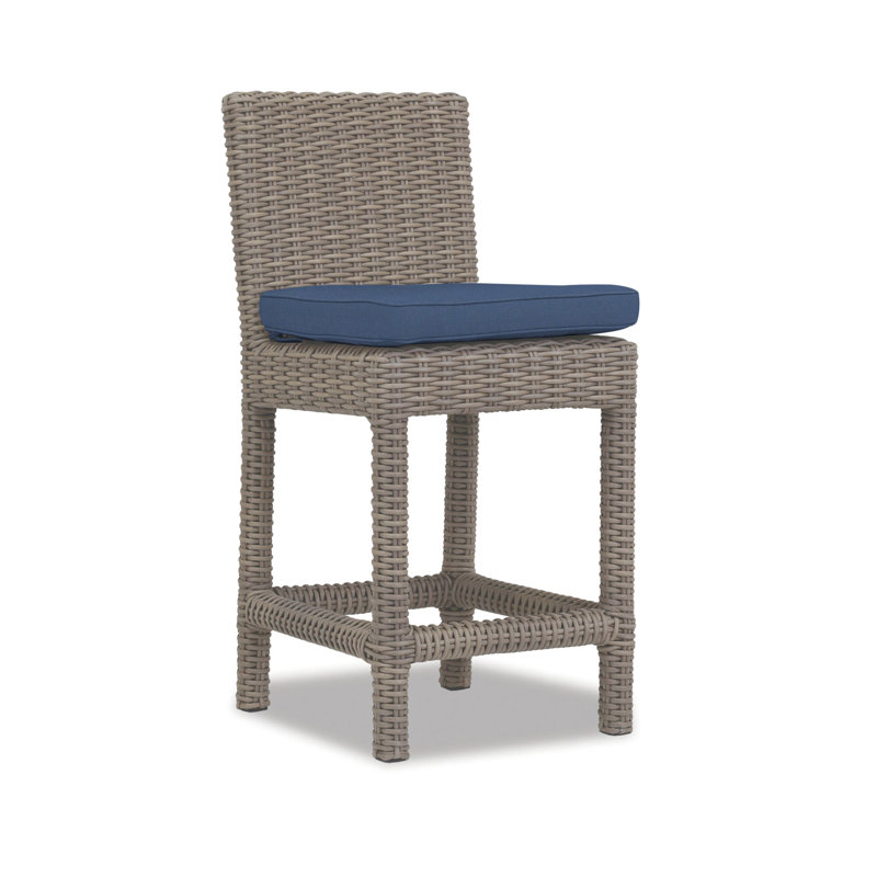 Tabouret avec coussin Nassau, Toile lin Sunbrella®, Tabouret de comptoir (siège d'une hauteur de 26 p, Brun pâle