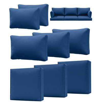 Outdoor 4" Thick Replacement Cushion Set Seat/Back Cushion (Set Of 3 Seats , 3 Backs , 2 Short Backs)