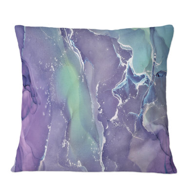 Purple And Blue Liquid Fuchia Art VII - Modern Printed Throw Pillow