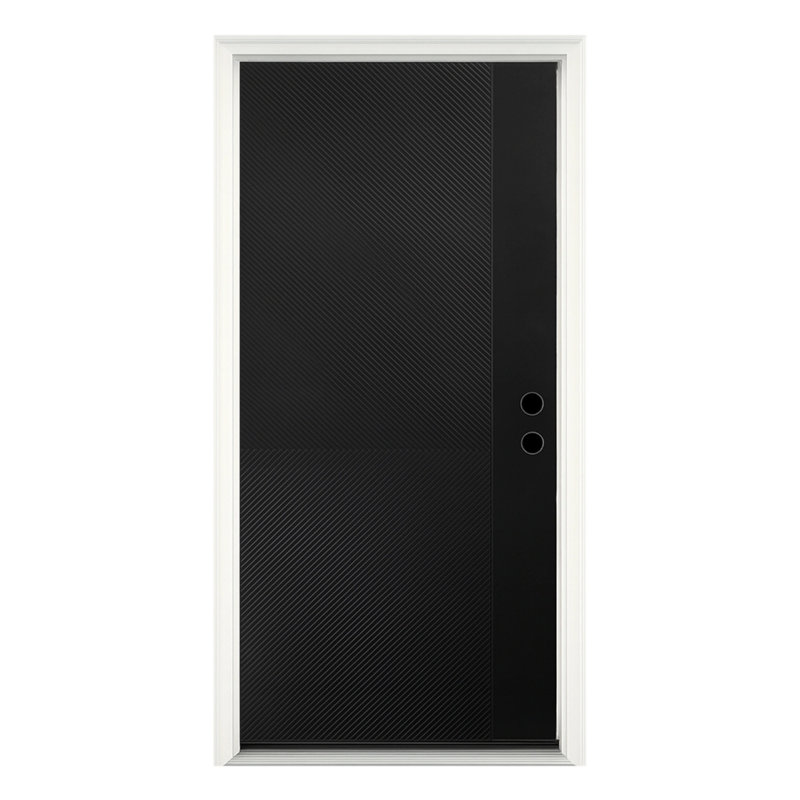 Porte avant en fibre de verre 36 po x 80 po, panneau de douche contemporain à rainures en V, peu d'entretien, cadre en vinyle, écoénergétique, extérieur durable