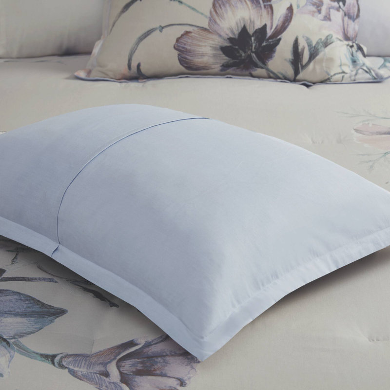Ensemble d'édredon en coton 8 pièces Cassandra, Édredon grand + 7 pièces supplémentaires, Bleu