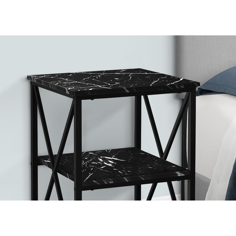 Table d'appoint moderne avec surface en marbre noir et base en métal