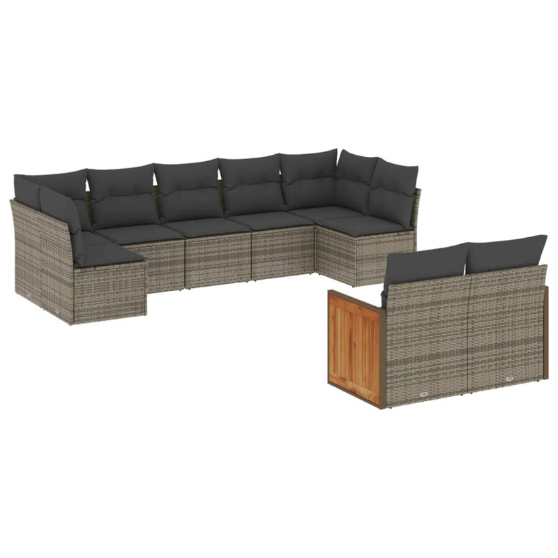  Garden Sofa Set Grey PE Rattan Large Modular Garden Sofa Set