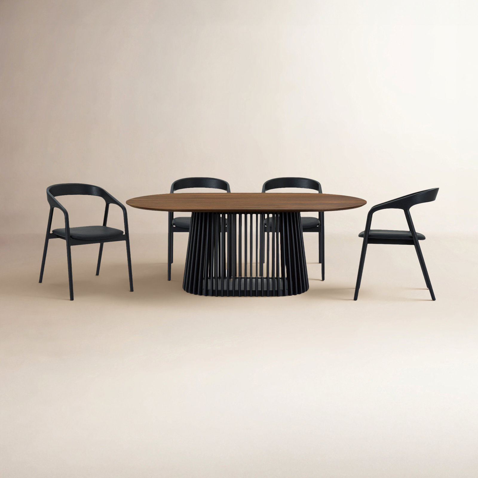 Brysa 5 - Piece Extendable Dining Set, Walnut, Black