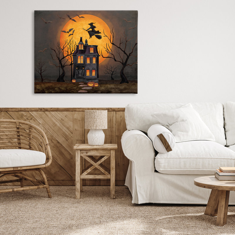 Toile Haunted Night Mansion, design par Nicole Tamarin, H 24 po x l 30 po