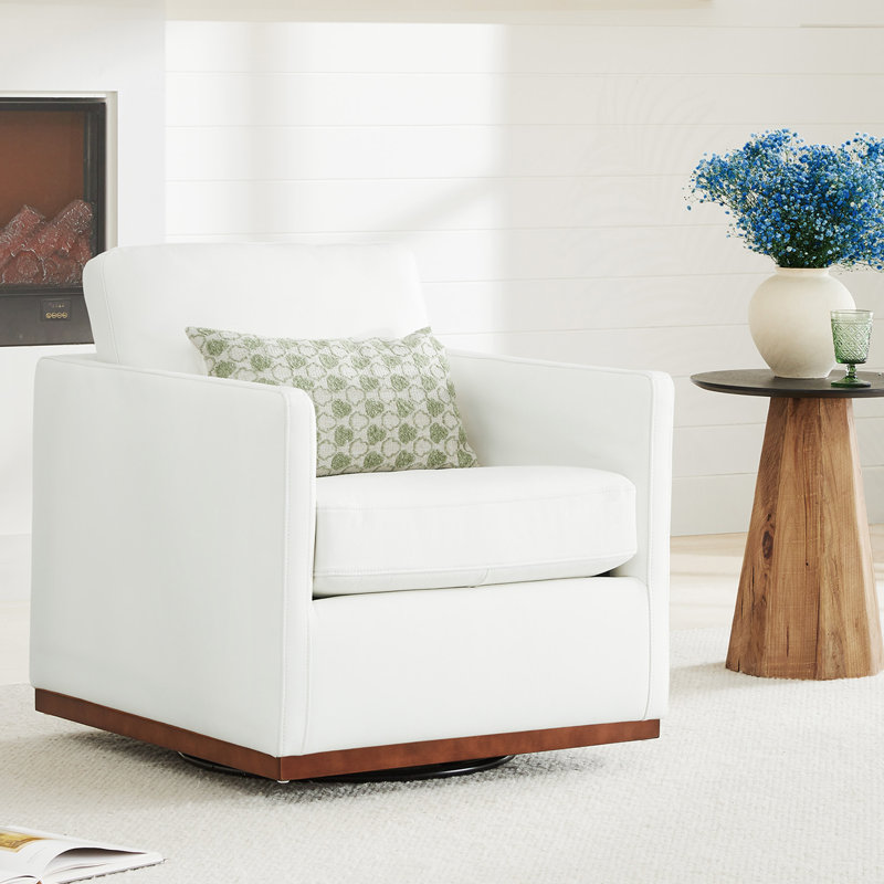 Fauteuil Benten, Cuir assorti blanc