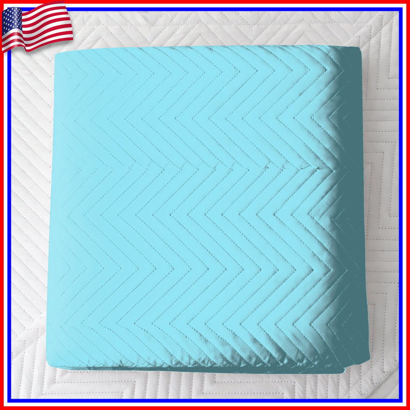Couvre-lit matelassé de couleur unie bleu toutes tailles, Très grand lit