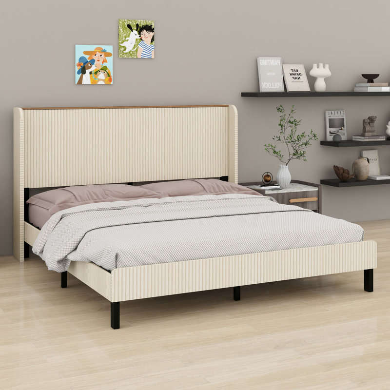 Lit plateforme moderne, conception plateforme et assemblage facile, Grand lit
