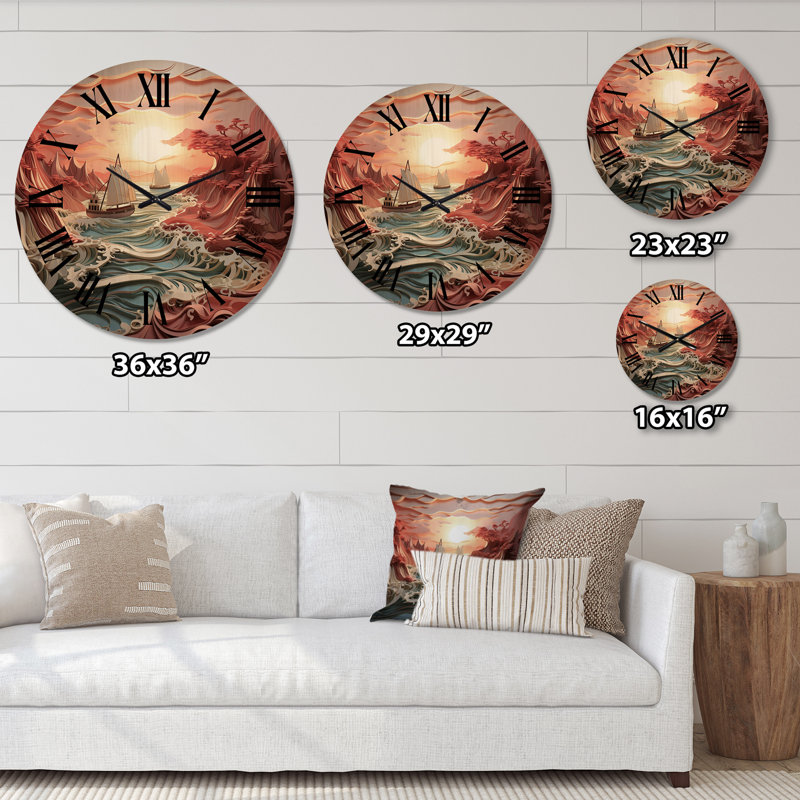 Horloge murale en bois massif Naropa, Très grand