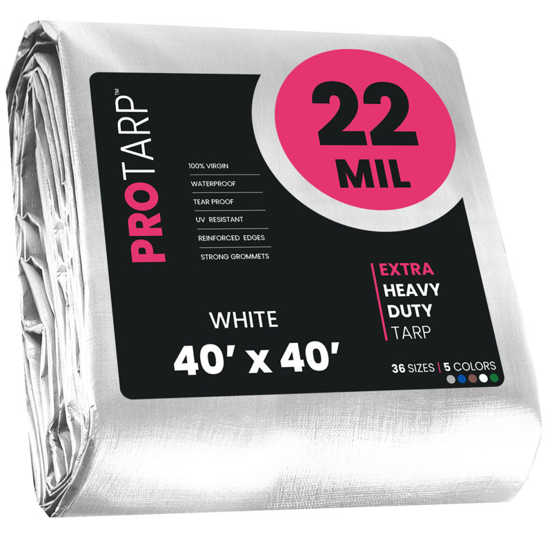 PROTARP Extra Heavy Duty 22MIL 40X40 Tarp, White