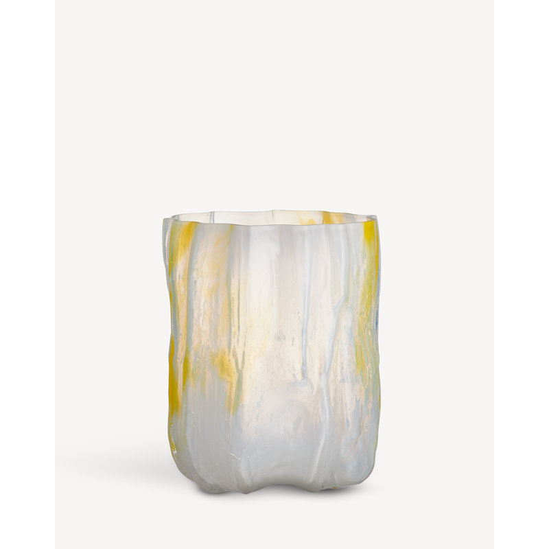 Vase de table en verre Crackle, Jaune