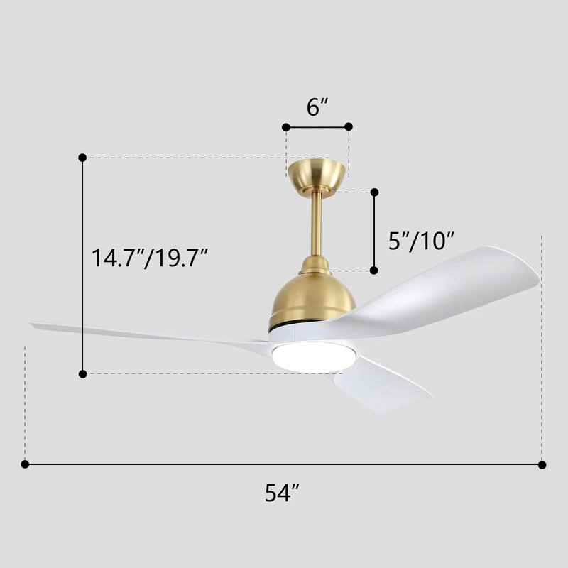 Ventilateur de plafond de 54 pouces à télécommande à 6 vitesses à intensité variable avec lumière et commande intelligente