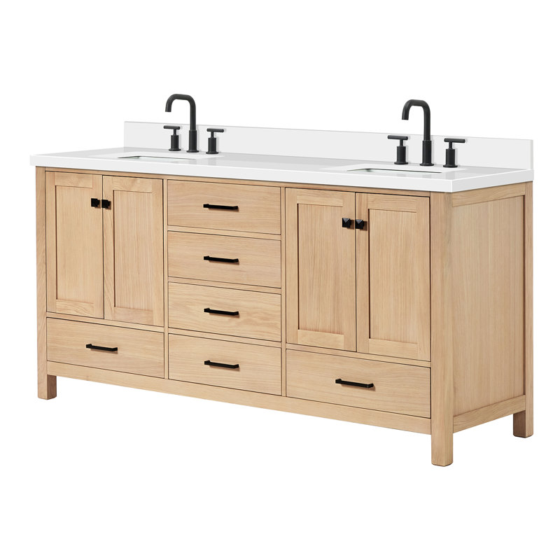 Ensemble de meuble-lavabo double 73 po Cambridge, Chêne, Rectangular