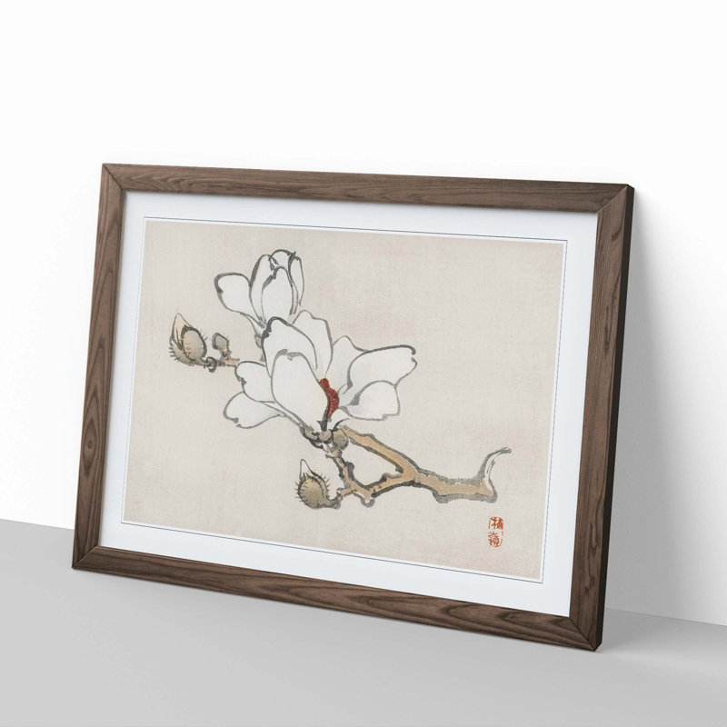 White Magnolia by Kono Bairei - Framed Print, Walnut, 40cm H x 60cm W x 2cm D
