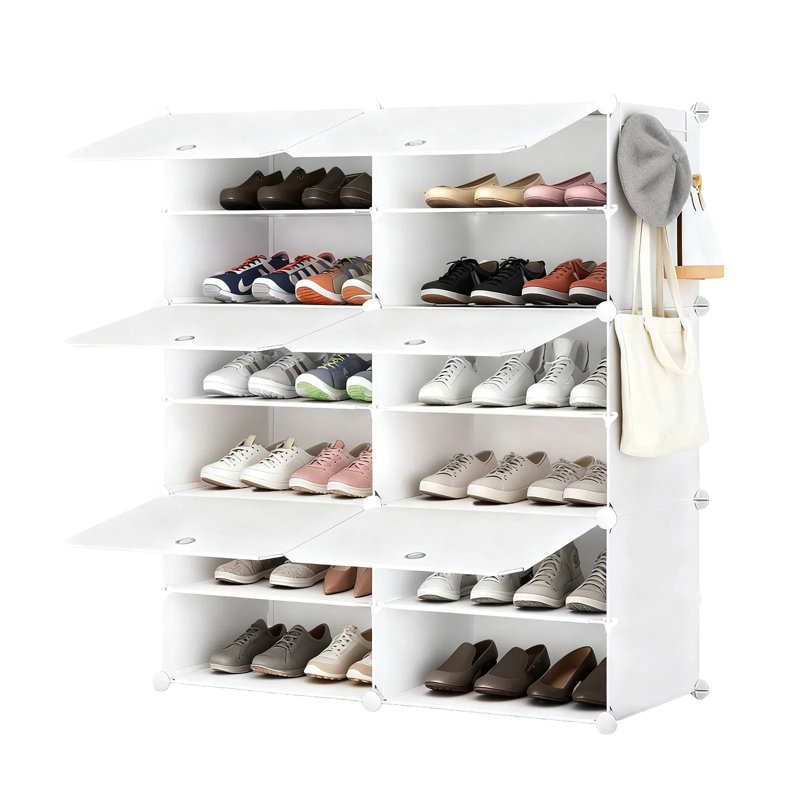 Armoire de rangement pour chaussures empilable avec portes - Organisateur amovible et peu encombrant pour vestibule, chambre à coucher ou bureau