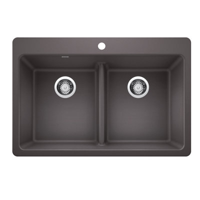 Évier de cuisine à double cuve 50/50 à double cuve avec cloison basse Liven SILGRANIT 33 po
