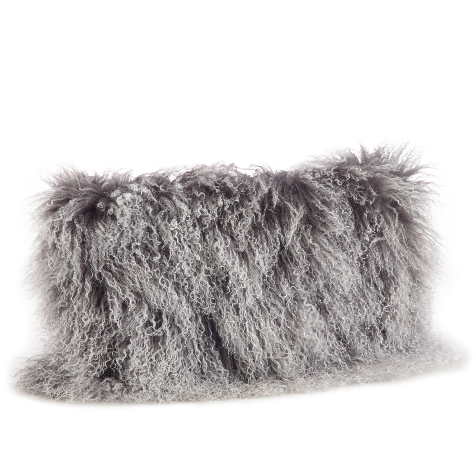 Iyana Wool Lumbar Throw Pillow, Charcoal, 12"H x 20"W