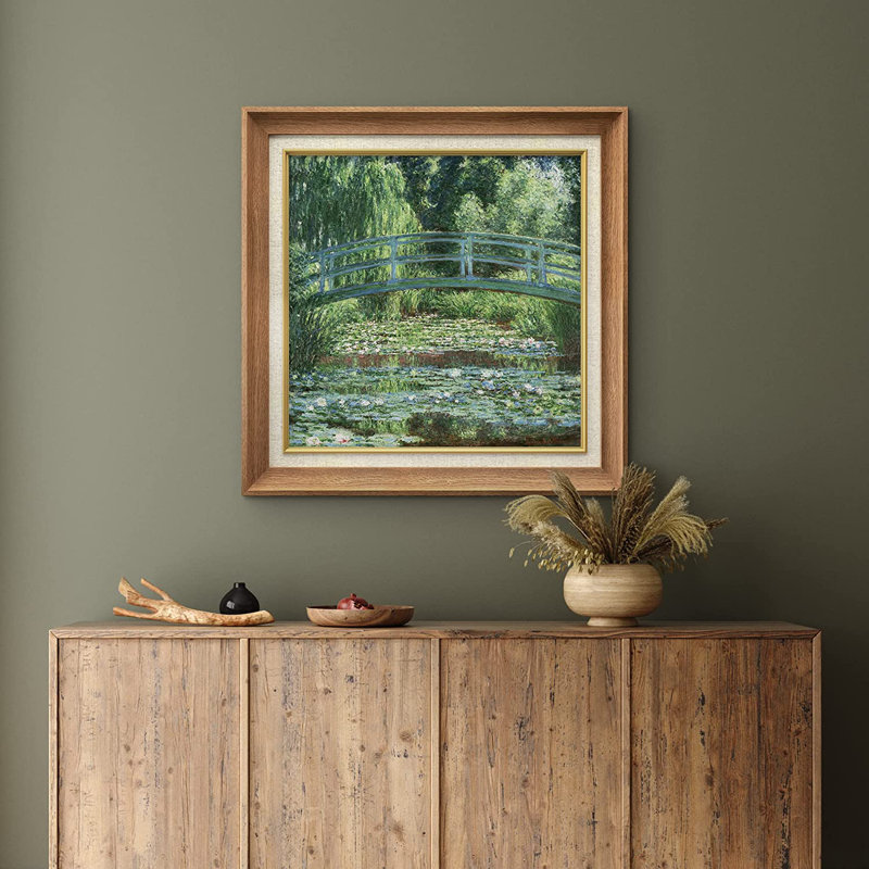 «Japanese Bridge Water Lily Lake» par Claude Monet - peinture sur toile encadrée, Naturel