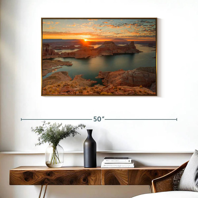 Gunsight Sunrise, Cadre flottant doré, 37 po x 25 po