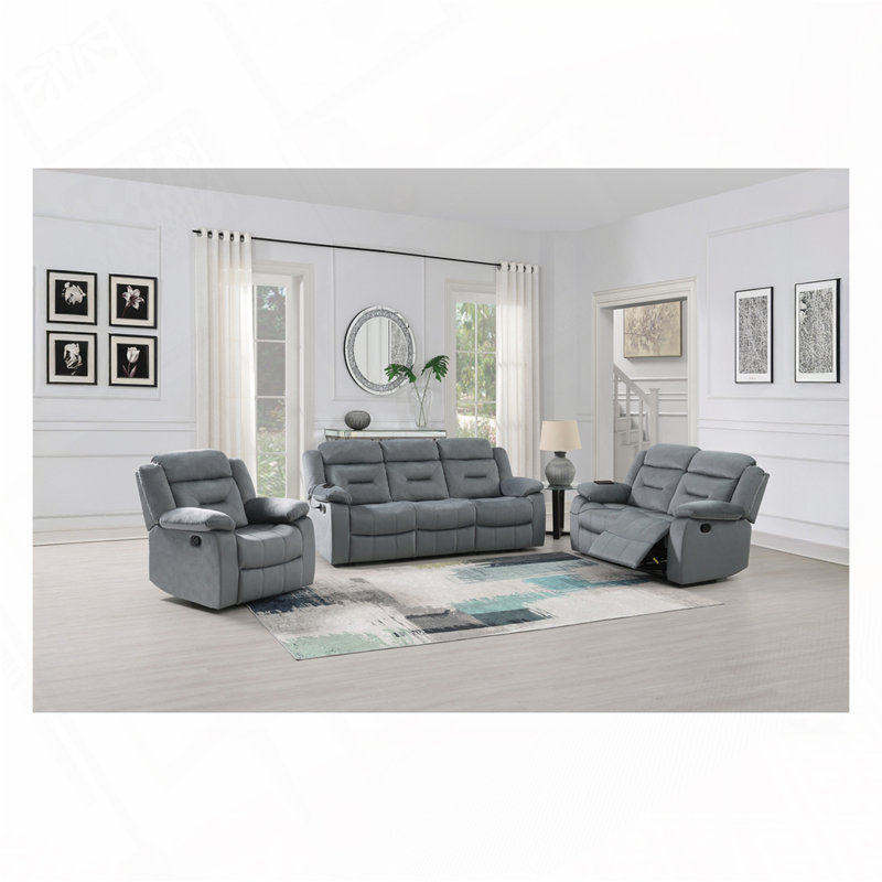 Fauteuil inclinable manuel en velours, Gris foncé