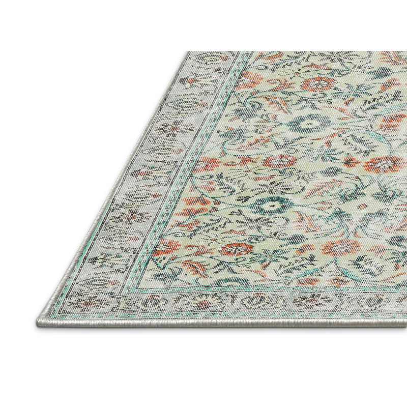 Tapis beige/bleu/rouge traditionnel, Rectangle 5 pi x 7 pi