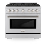 ZLINE 36 in. 5.2 cu. ft. Paramount Dual Fuel Range W/ 6 Burner Gas Cooktop & Electric Convection Oven in Stainless Steel (SDR36)