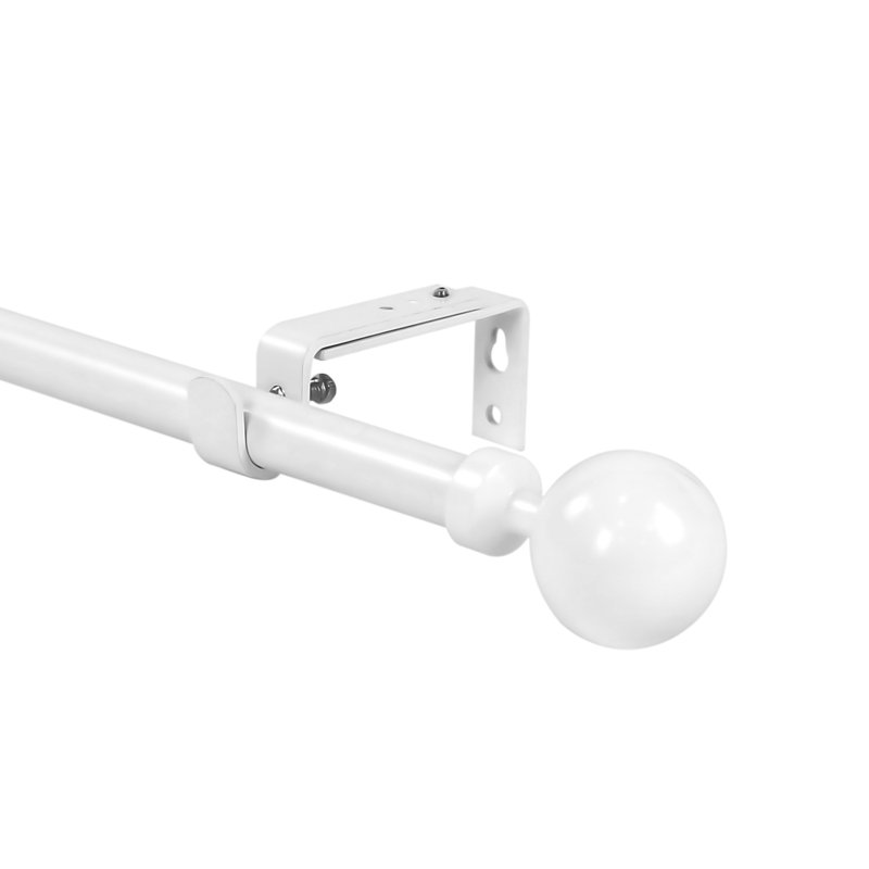 Verna Adjustable Single Curtain Rod, 28" - 48", Glossy White