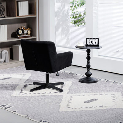 Modern Desk ChairOffice Chair No Wheels Comfy Computer Task Chair Upholstered Accent Arm Chair