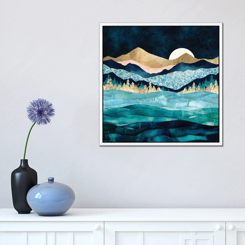 Midnight Ocean - Print on Canvas, 66.04 cm H x 66.04 cm W, White Framed