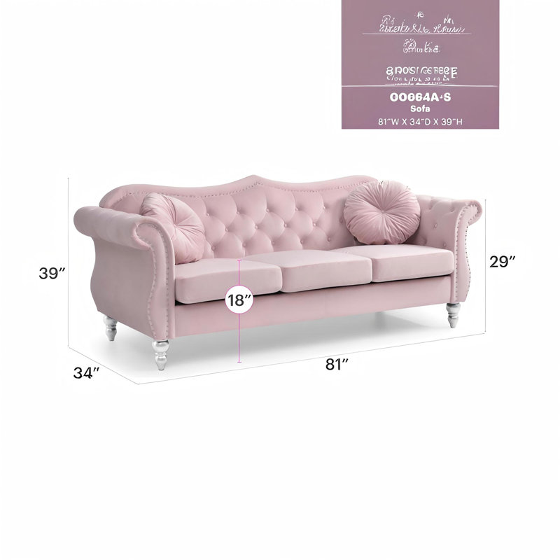 Canapé Hollywood G0664A-S, rose, Rose