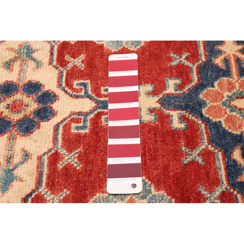 Tapis de couloir unique en laine noué à la main nouvel âge 2 pi 10 po x 11 pi 1 po crème / bleu marine foncé / rouge foncé Aarib