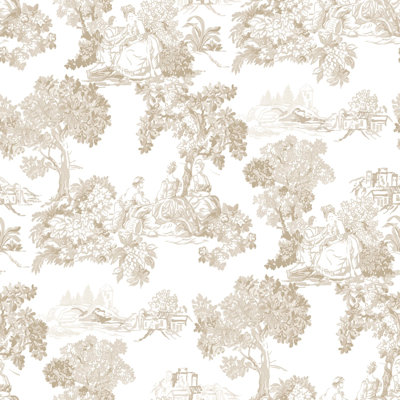 Blooming Garden Collection Toile Garden Wallpaper Roll