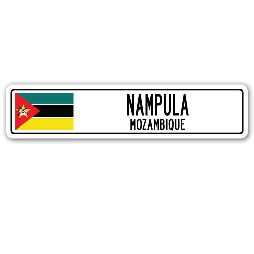 Plaque de rue en aluminium à Nampula, drapeau mozambicain, H 7 po x l 30 po x P 1 po