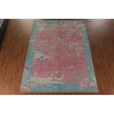 Tapis art déco rose 9 x 12