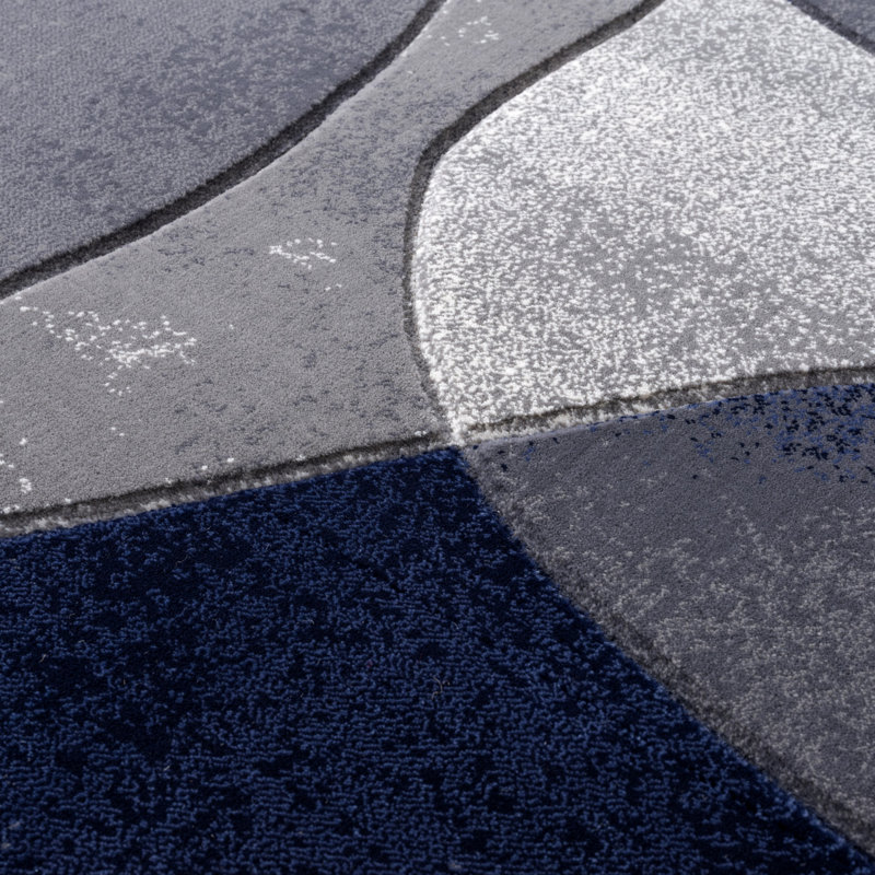 Alexia Collection Blue/Grey Abstract Modern & Contemporary Area Rug, 8'1 X 10'5