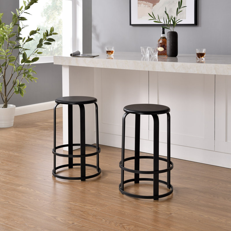 Tabouret de comptoir en bois massif de 26 po Griselle, Noir
