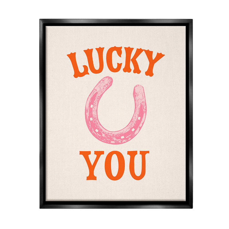 "Lucky You Horseshoe" par Victoria Barnes sur toile, Cadre flottant noir de jais, H 21 po x l 17 po