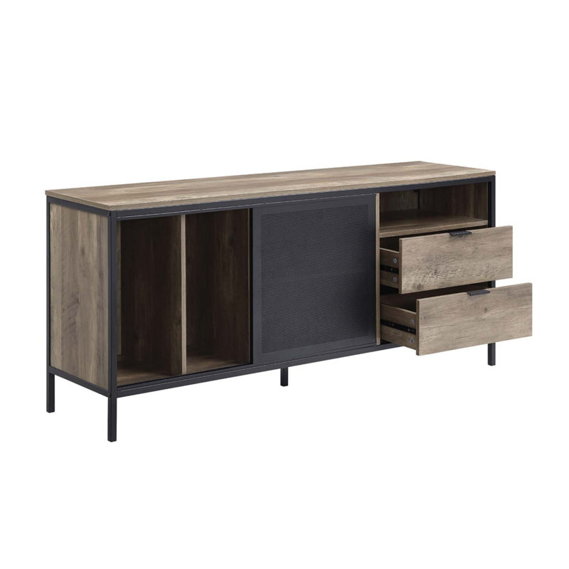 Meuble télé à finition rustique Nantan, design durable et peu encombrant, décor élégant pour le salon et la chambre à coucher