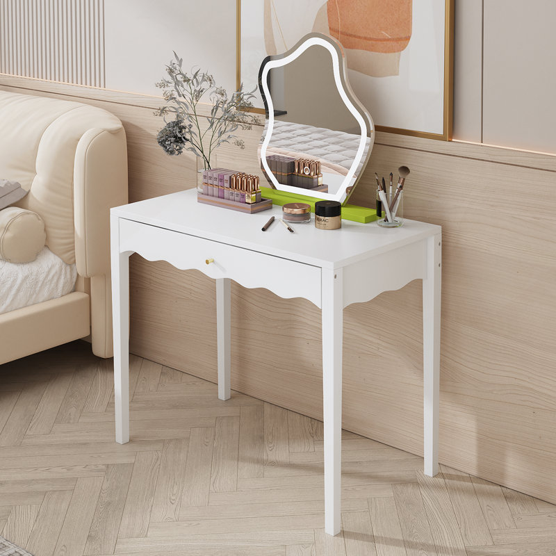 Bureau de coiffeuse avec tiroir, table de maquillage moderne pour la chambre à coucher, petits espaces