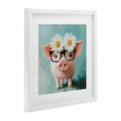 «Nerdy Natalie Piglet», reproduction sous verre encadrée par Tina LeCour