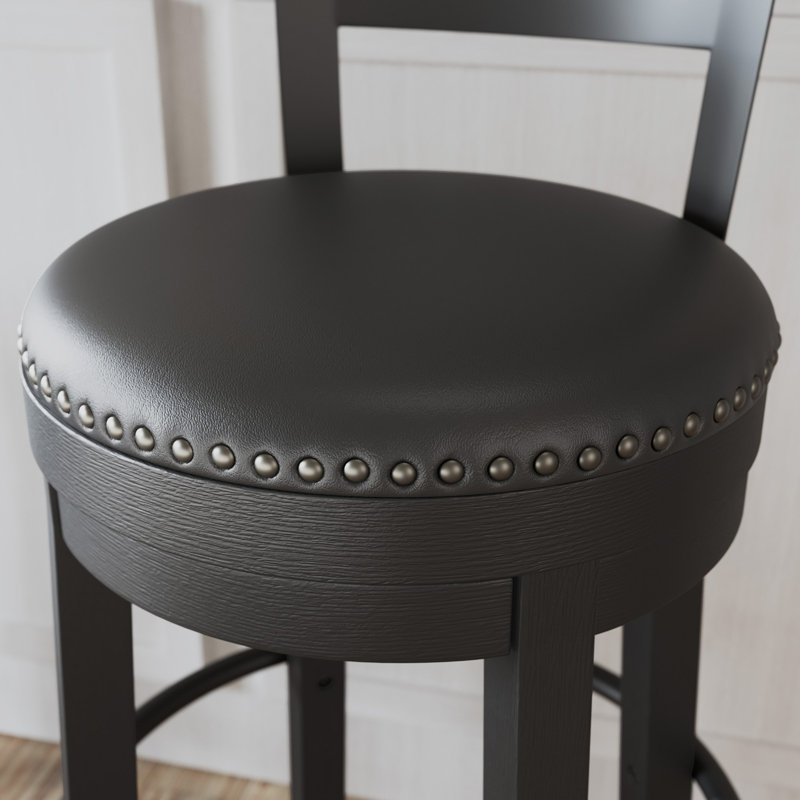 Swivel Upholstered Counter Stool with Solid Wood Frame